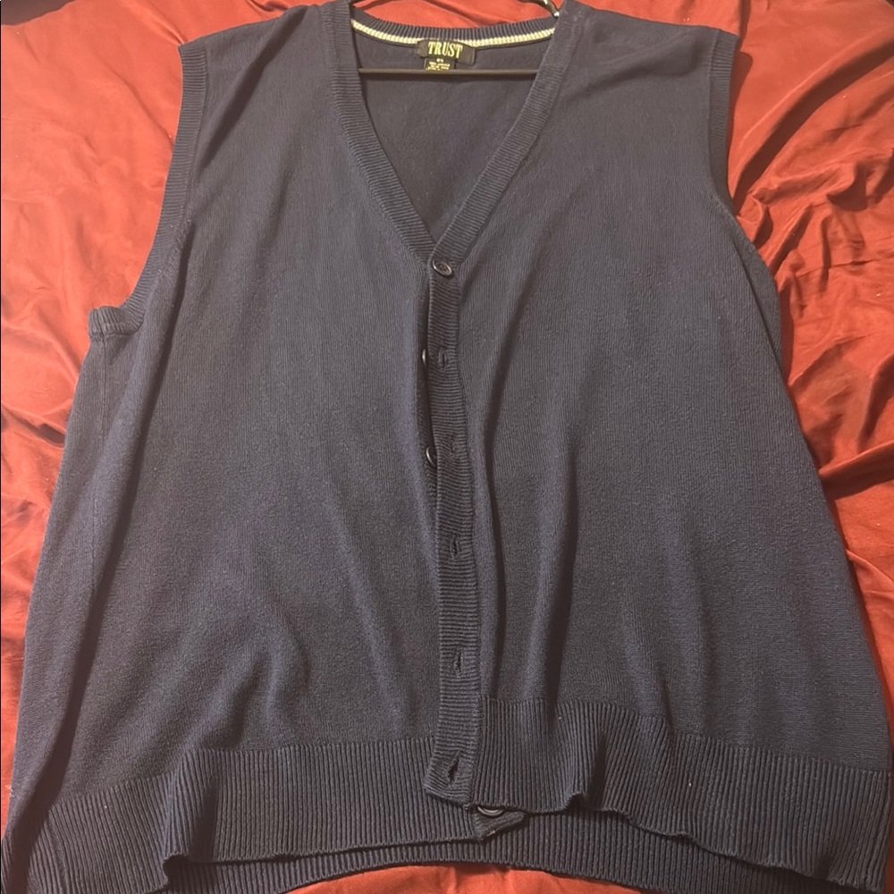 Trust Navy Blue Sleeveless Cardigan